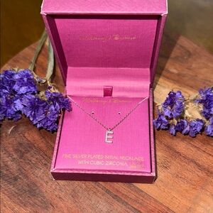 Silver Initial Necklace with Cubic Zirconia